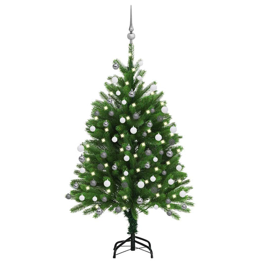Künstlicher Weihnachtsbaum mit Beleuchtung & Kugeln 120 cm Grün