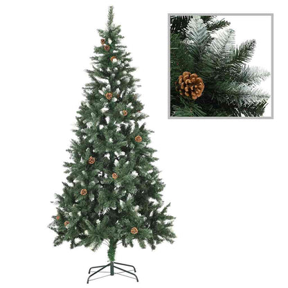 Künstlicher Weihnachtsbaum mit Beleuchtung Kugeln Zapfen 210 cm