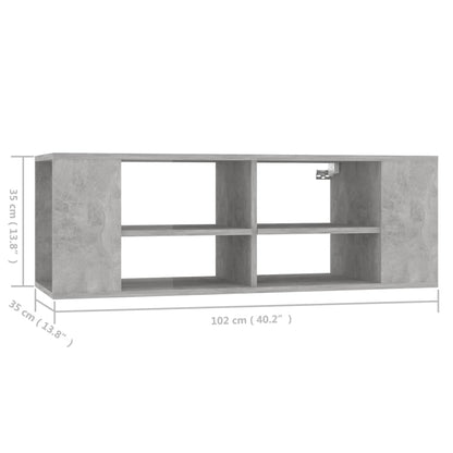 TV-Wandschrank Betongrau 102x35x35 cm Holzwerkstoff
