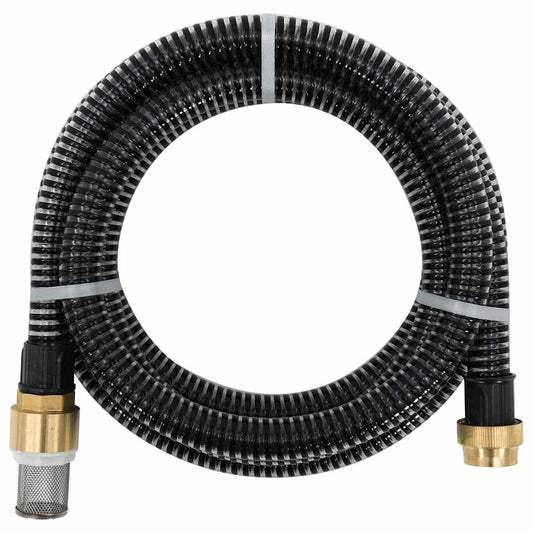 Saugschlauch mit Messing-Anschlüssen Schwarz 1,1" 3 m PVC