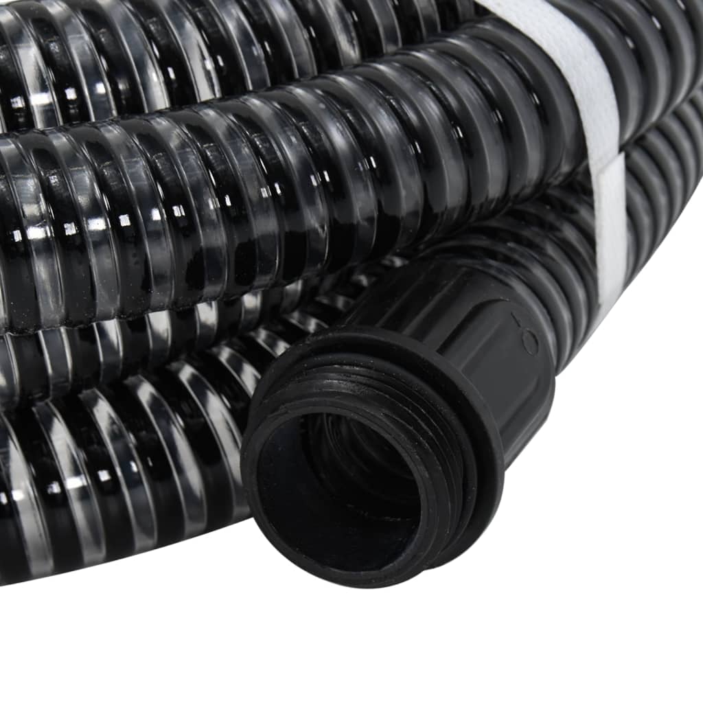 Saugschlauch mit Messing-Anschlüssen Schwarz 1,1" 4 m PVC
