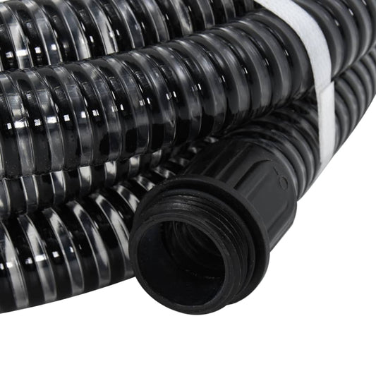 Saugschlauch mit Messing-Anschlüssen Schwarz 1,1" 4 m PVC