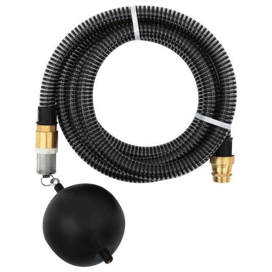Saugschlauch mit Messing-Anschlüssen Schwarz 1,1" 7 m PVC