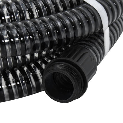 Saugschlauch mit Messing-Anschlüssen Schwarz 1,1" 7 m PVC