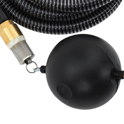 Saugschlauch mit Messing-Anschlüssen Schwarz 1,1" 7 m PVC