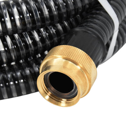 Saugschlauch mit Messing-Anschlüssen Schwarz 1,1" 7 m PVC