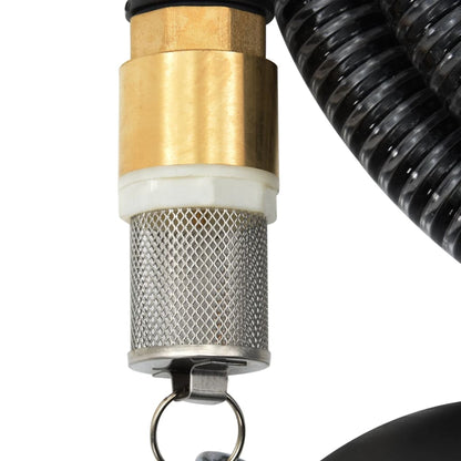 Saugschlauch mit Messing-Anschlüssen Schwarz 1,1" 7 m PVC