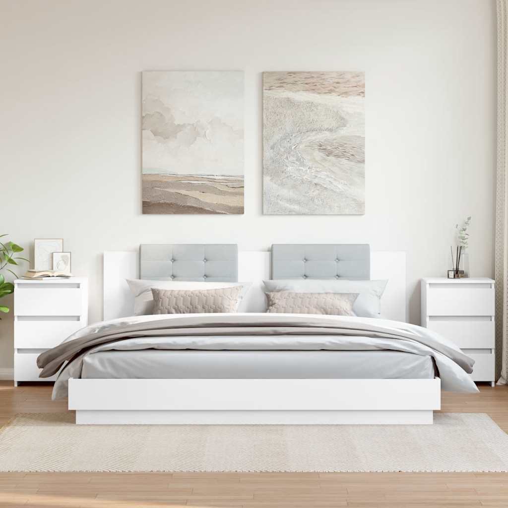 Nachttische 2 Stk. Weiß 40x35x62,5 cm Holzwerkstoff