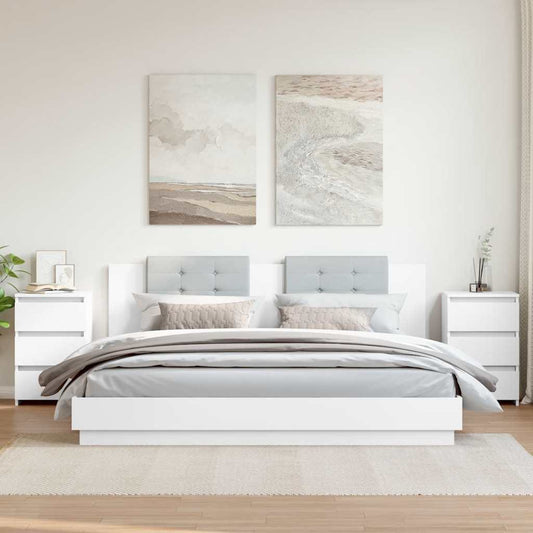 Nachttische 2 Stk. Weiß 40x35x62,5 cm Holzwerkstoff