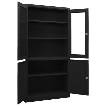 Büroschrank Schwarz 90x40x180 cm Stahl