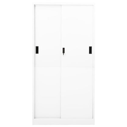 Büroschrank mit Schiebetür Weiß 90x40x180 cm Stahl