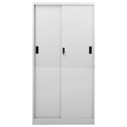 Büroschrank mit Schiebetür Hellgrau 90x40x180 cm Stahl