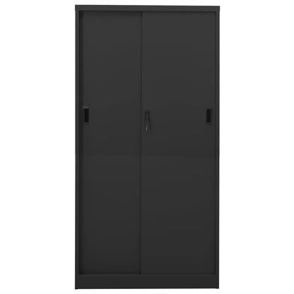 Büroschrank mit Schiebetür Anthrazit 90x40x180 cm Stahl