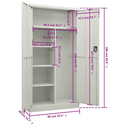 Schließfachschrank Hellgrau 90x40x180 cm Stahl