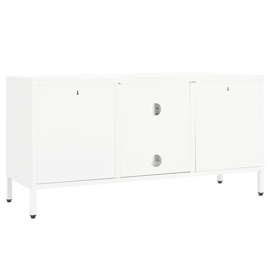 TV-Schrank Weiß 105x35x52 cm Stahl und Glas
