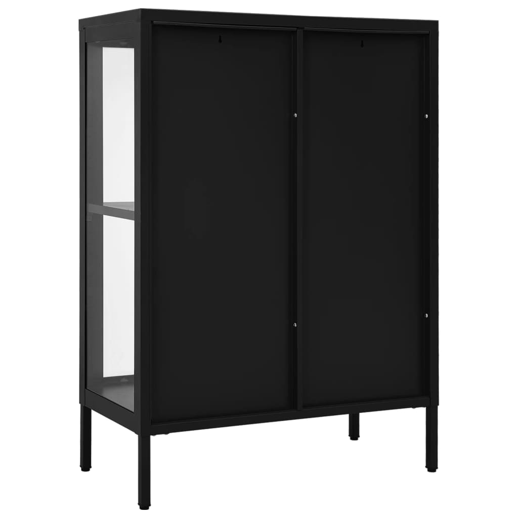 Sideboard Schwarz 75x35x105 cm Stahl und Glas