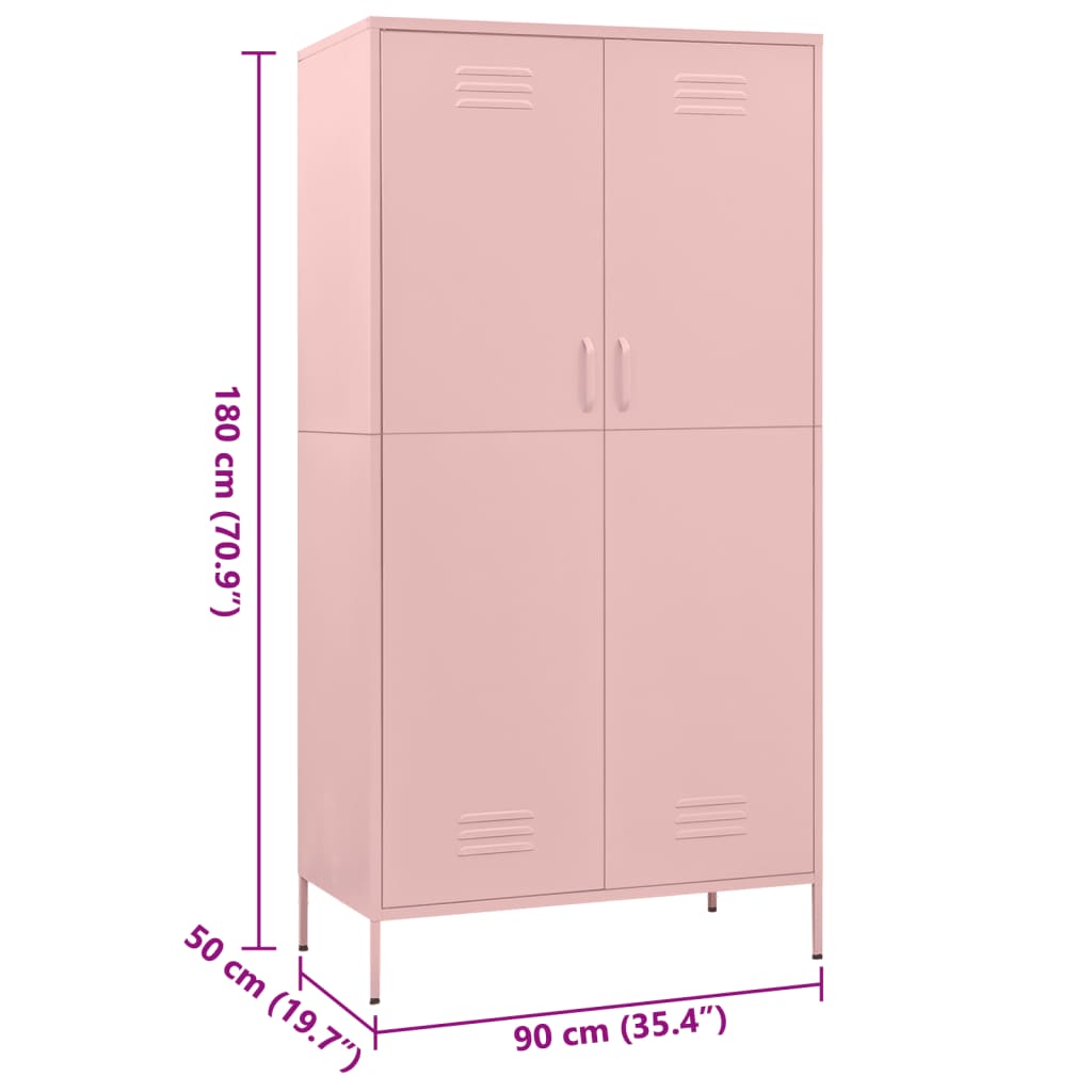 Kleiderschrank Rosa 90x50x180 cm Stahl