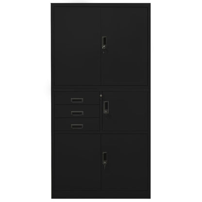 Büroschrank Schwarz 90x40x180 cm Stahl