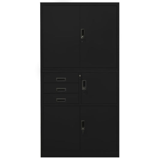 Büroschrank Schwarz 90x40x180 cm Stahl