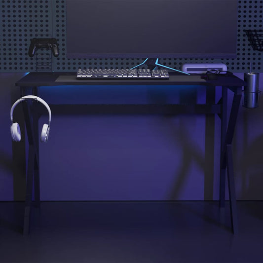 Gaming-Schreibtisch mit K-Gestell Schwarz und Rot 110x60x75 cm