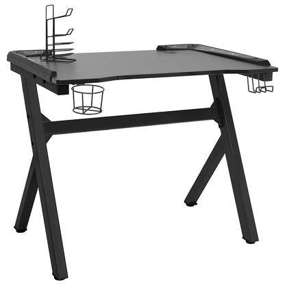 Gaming-Schreibtisch mit LED und Y-Gestell Schwarz 90x60x75 cm