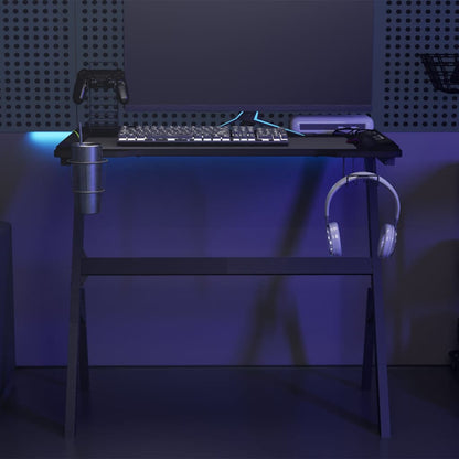 Gaming-Schreibtisch mit LED und Y-Gestell Schwarz 90x60x75 cm