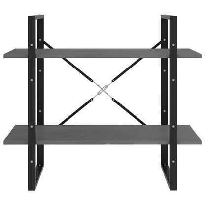 Bücherregal 2 Böden Grau 80x30x70 cm Massivholz Kiefer