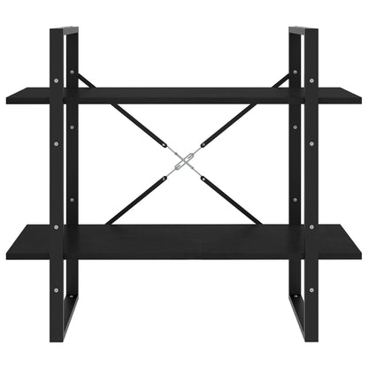 Bücherregal 2 Böden Schwarz 80x30x70 cm Massivholz Kiefer