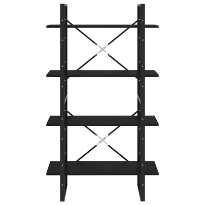 Bücherregal 4 Böden Schwarz 80x30x140 cm Massivholz Kiefer