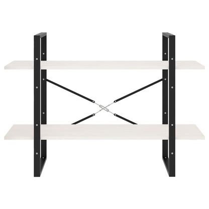 Bücherregal 2 Böden Weiß 100x30x70 cm Massivholz Kiefer