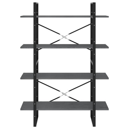 Bücherregal 4 Böden Grau 100x30x140 cm Massivholz Kiefer