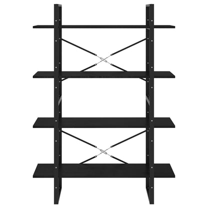 Bücherregal 4 Böden Schwarz 100x30x140 cm Massivholz Kiefer