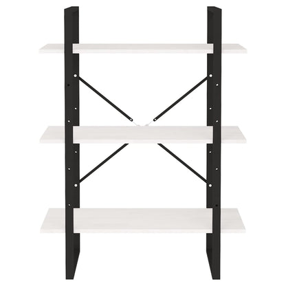 Bücherregal 3 Böden Weiß 80x30x105 cm Massivholz Kiefer