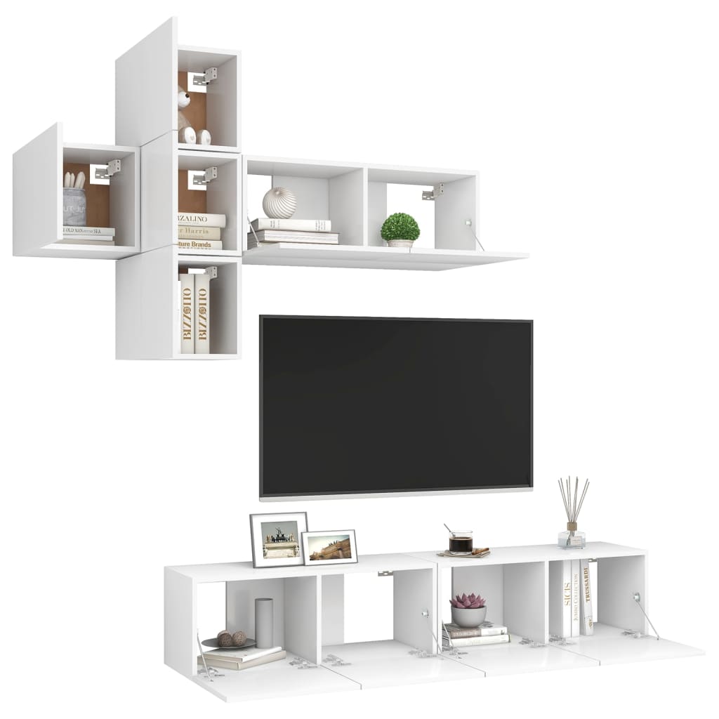 7-tlg. TV-Schrank-Set Weiß Holzwerkstoff
