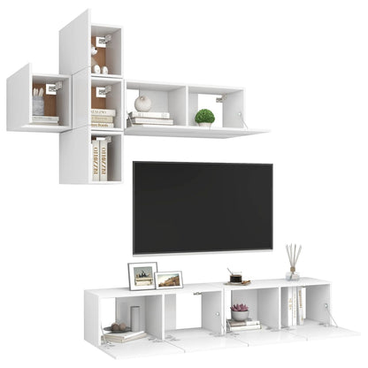 7-tlg. TV-Schrank-Set Weiß Holzwerkstoff