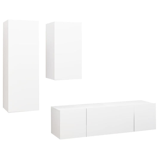 4-tlg. TV-Schrank-Set Weiß Holzwerkstoff