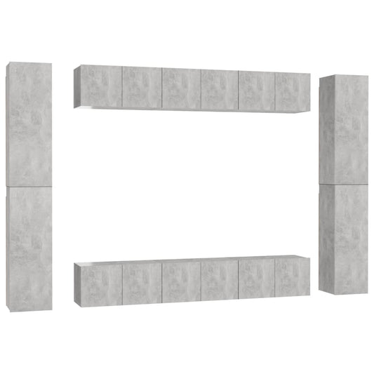 10-tlg. TV-Schrank-Set Betongrau Holzwerkstoff