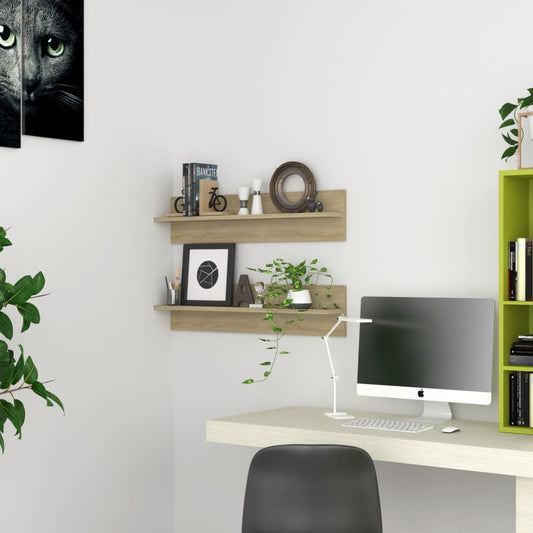 Wandregale 2 Stk. Sonoma-Eiche 80x11,5x18 cm Holzwerkstoff