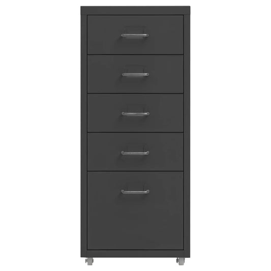 Aktenschrank mit Rollen Anthrazit 28x41x69 cm Metall