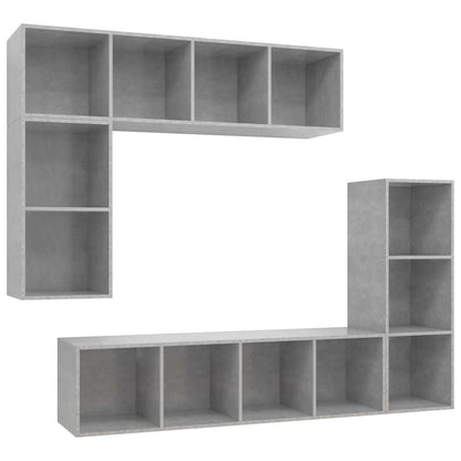 4-tlg. TV-Schrank-Set Betongrau Holzwerkstoff