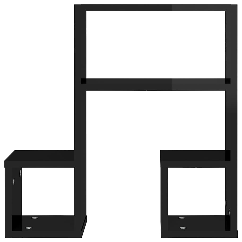 Wandregale 2 Stk. Hochglanz-Schwarz 50x15x50 cm Holzwerkstoff