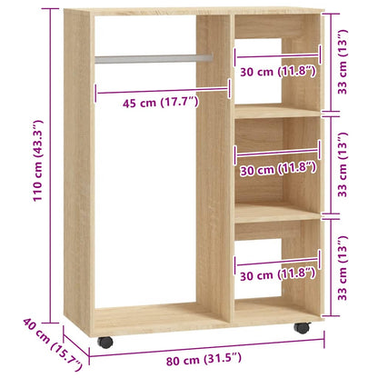 Kleiderschrank Sonoma-Eiche 80x40x110 cm Holzwerkstoff