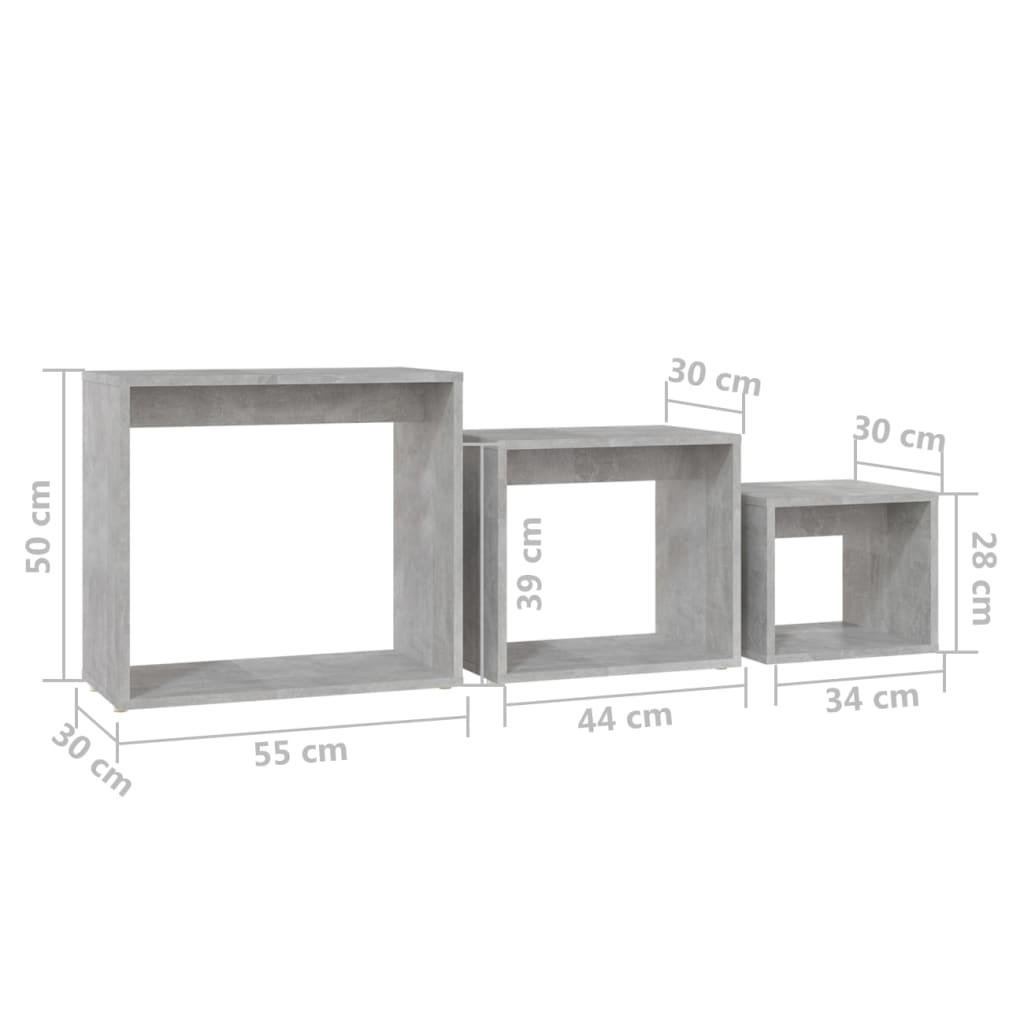 Satztische 3-tlg. Betongrau Holzwerkstoff