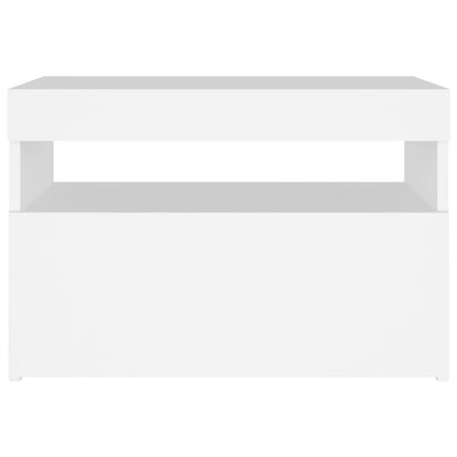 Nachttische LED-Leuchten 2 Stk. Weiß 60x35x40cm Holzwerkstoff