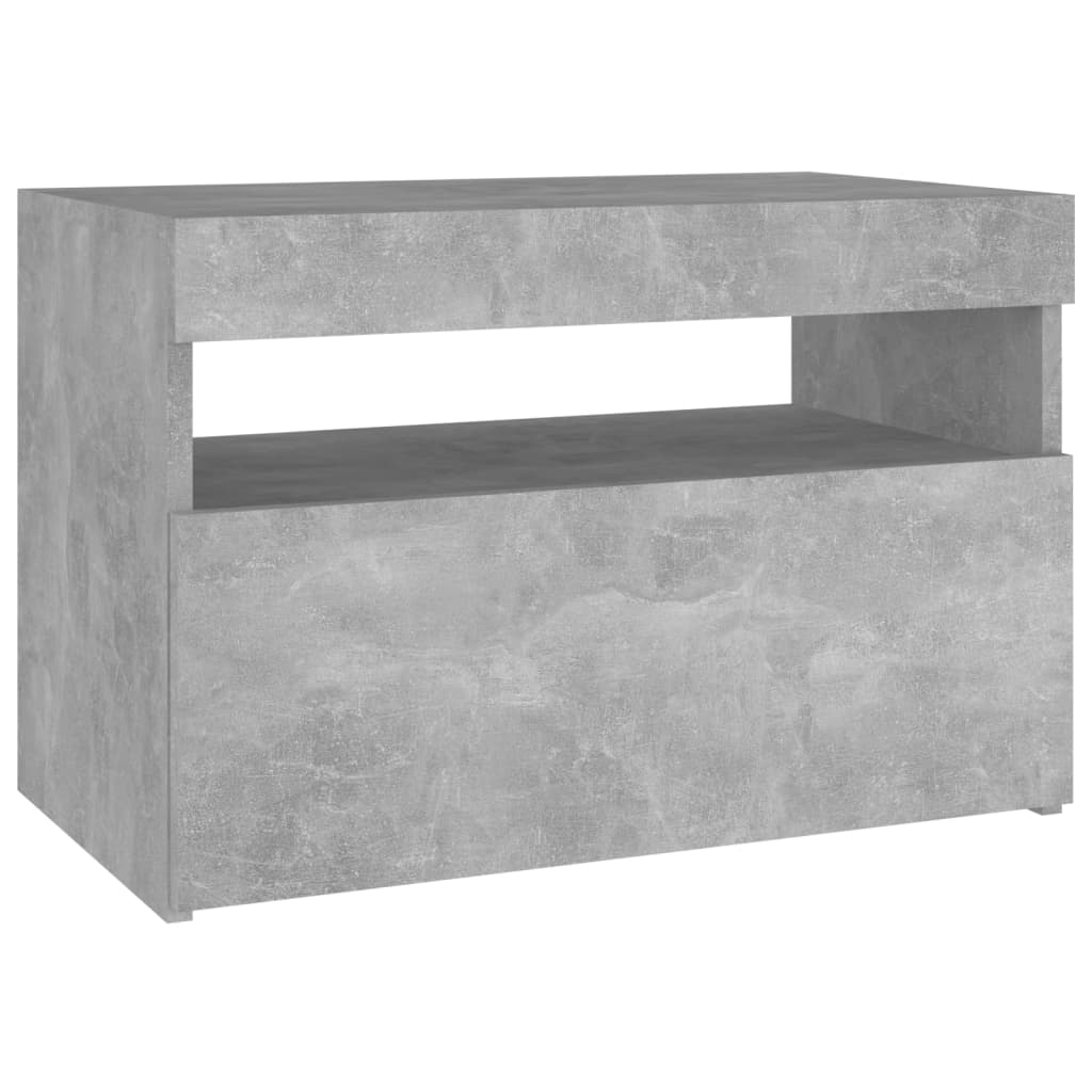 Nachttische mit LED-Leuchten 2 Stk. Betongrau 60x35x40 cm