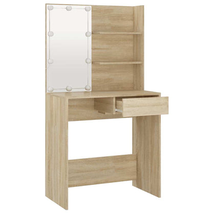 Schminktisch mit LEDs Sonoma-Eiche 74,5x40x141 cm Holzwerkstoff