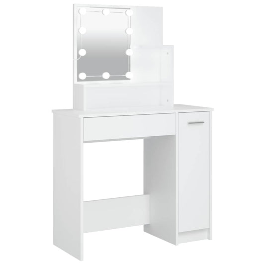 Schminktisch mit LED Weiß 86,5x35x136 cm