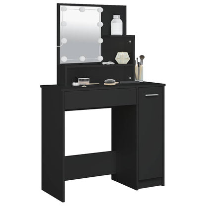 Schminktisch mit LED Schwarz 86,5x35x136 cm