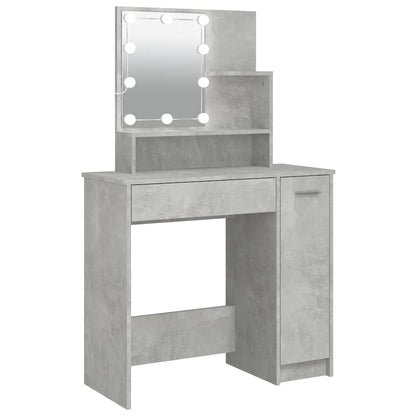 Schminktisch mit LED Betongrau 86,5x35x136 cm