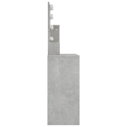 Schminktisch mit LED Betongrau 86,5x35x136 cm